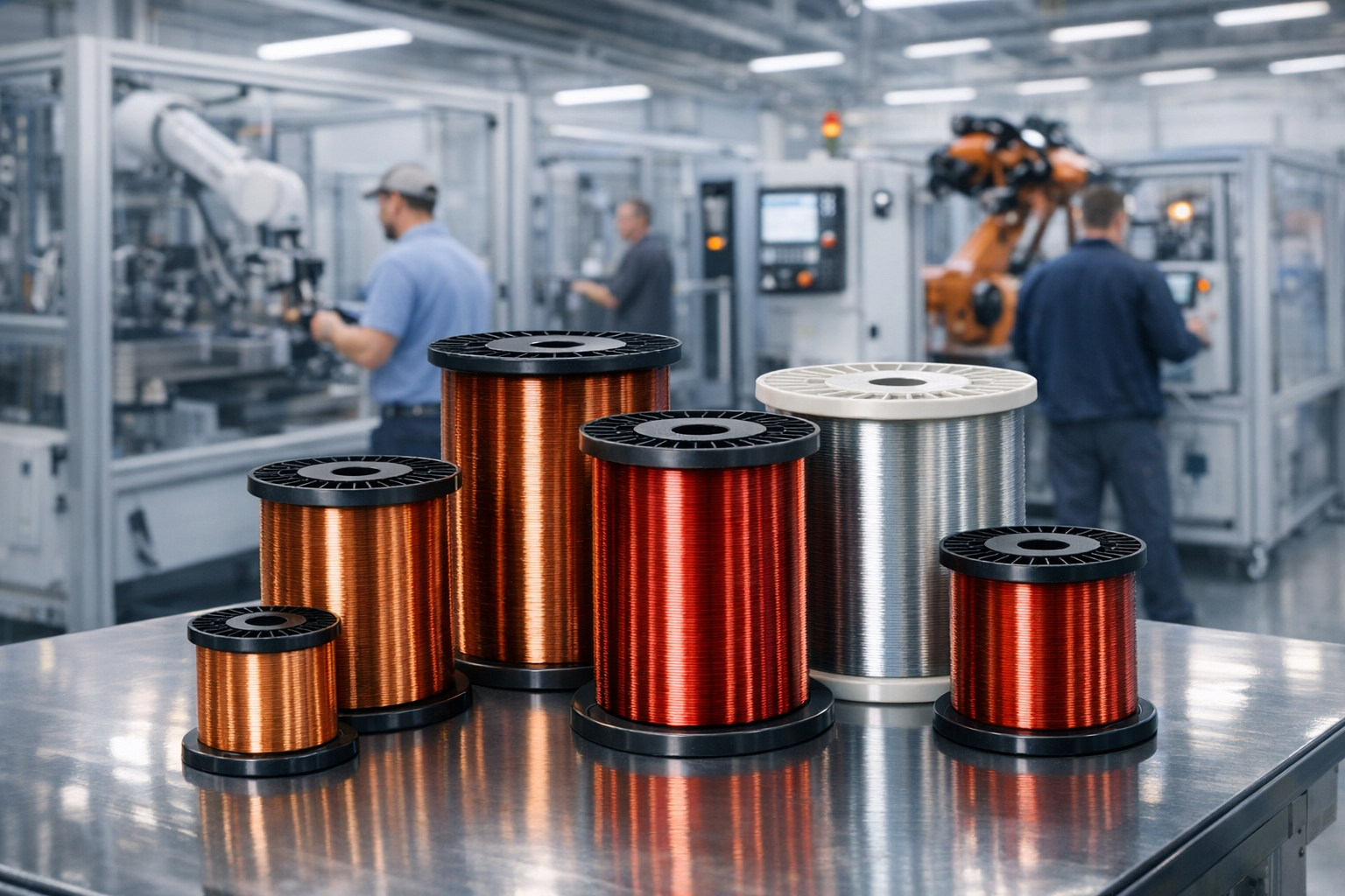 Meerdere spoelen geëmailleerd elektromagnetisch wikkeldraad